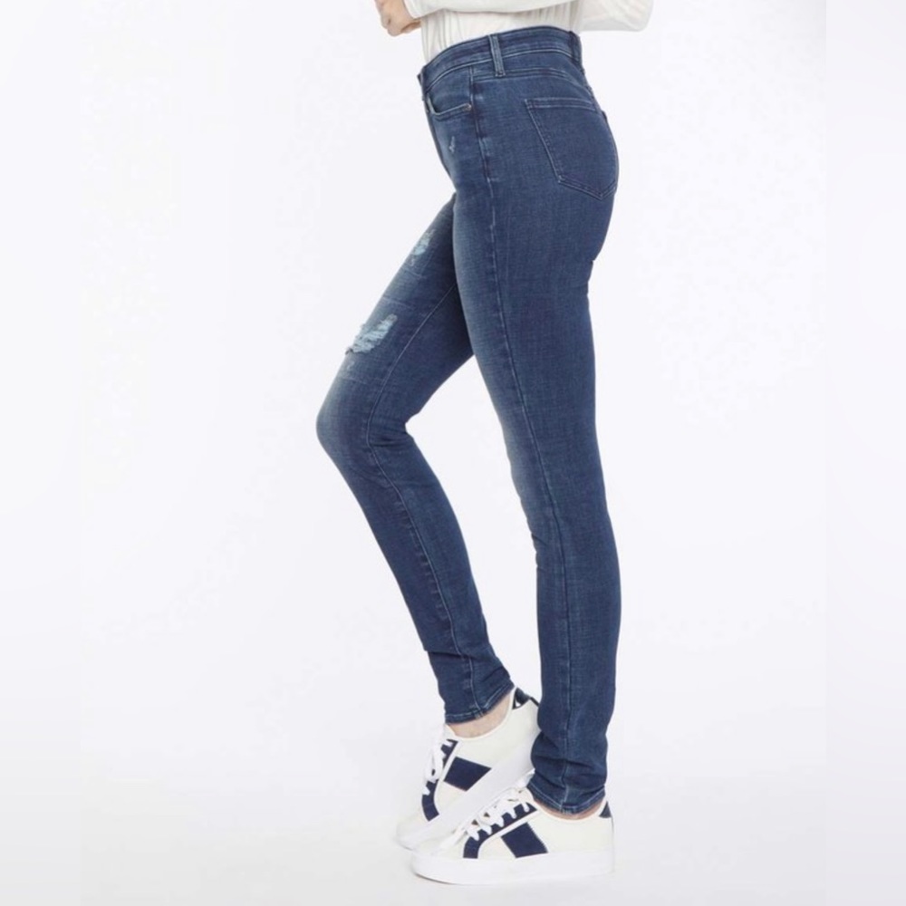 NYDJ Griffith Blue Ami Distressed Skinny Jeans Eco-Friendly sz 4 6 Lift Tuck